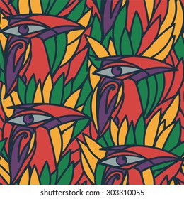Vector seamless pattern with fantastic birds
