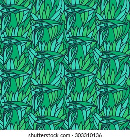 Vector seamless pattern with fantastic birds
