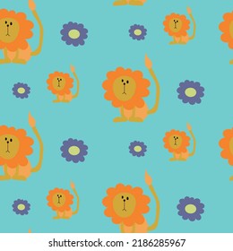 vector seamless pattern with fantastic lions