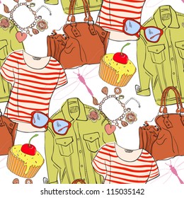 vector seamless pattern with fashion accessories