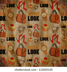 vector seamless pattern with fashion accessories