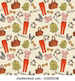 vector seamless pattern with fashion accessories