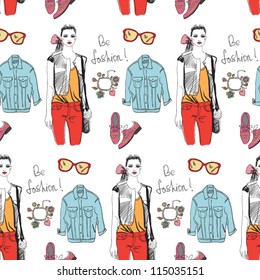 vector seamless pattern with fashion accessories