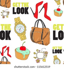 vector seamless pattern with fashion accessories