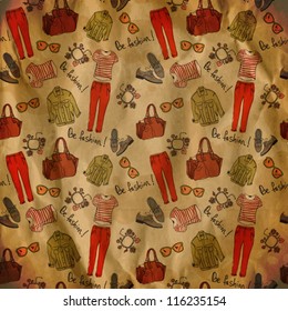 vector seamless pattern with fashion accessories