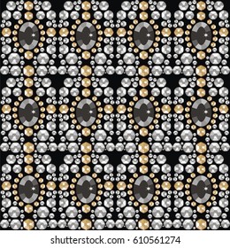 Vector seamless pattern fashion fabric diamonds. Beautiful sparkling texture, background, wallpaper.