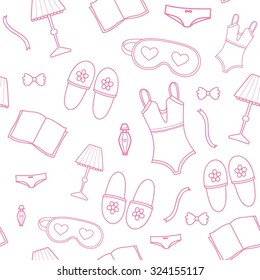 Vector seamless pattern with fashion feminine doodles