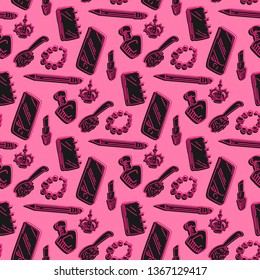 Vector seamless pattern of fashion and lifestyle pink