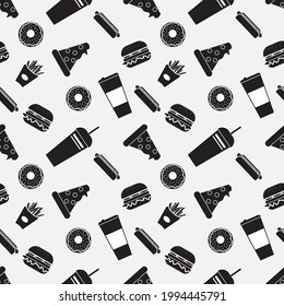 vector seamless pattern fast food
