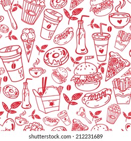 Vector Seamless pattern of fast food.