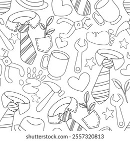 Vector seamless pattern for father's day. Cute coloring book