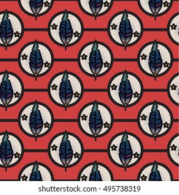 Vector Seamless Pattern with feather magic Amulet pendant. Can be used as ornament of textile, dress pattern, case and cover for gadget.