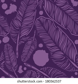 Vector seamless pattern with feathers. 