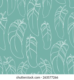 Vector seamless pattern with feathers.