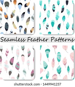 Vector seamless pattern with feathers. Collection,set prints,texture,wallpapers,backgrounds.