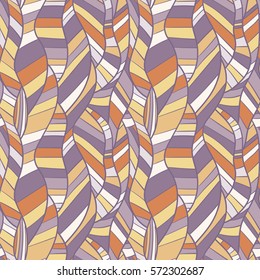 Vector Seamless pattern of feathers . Doodles line by hand. Boho style