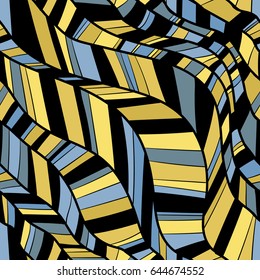 Vector Seamless pattern of feathers . Doodles line by hand. Boho style.