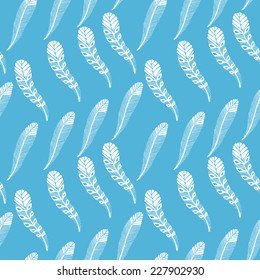 Vector seamless pattern with feathers. Hand drawn.