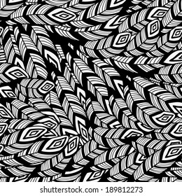 Vector Seamless Pattern with Feathers, seamless pattern in swatch menu