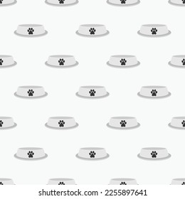 Vector seamless pattern with feline bowls. Creative funky repeatable background