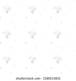 Vector seamless pattern of female hand icons in minimal linear style. Backgrounds with hand gestures, lotus, plants for cosmetics, manicure, beauty, tattoo, spa, jewelry