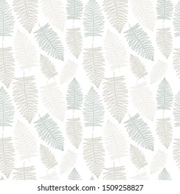 Vector seamless pattern with fern leaf. Leaves of the fern. Pattern for the fabric. Fern print. Trend forest pattern. 