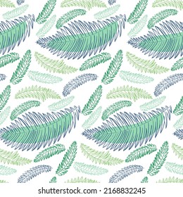 Vector seamless pattern with fern leaf. Beautiful botanical repeating texture. Floral background with leaves. Natural background.