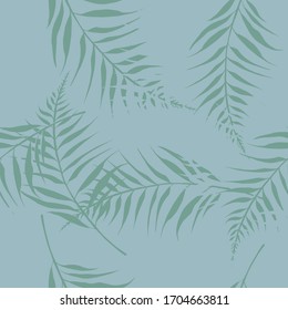 Vector seamless pattern with fern ornament. Grey background