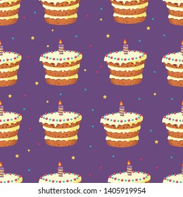 vector seamless pattern with festive cakes