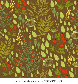 vector seamless pattern. field, forest, garden flowers. spring, summer background