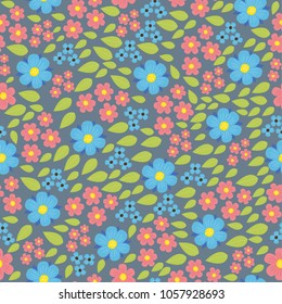 vector seamless pattern. field, forest, garden flowers. spring, summer background