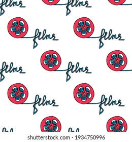 Patrón vectorial sin fisuras con tiras de película sobre fondo blanco.