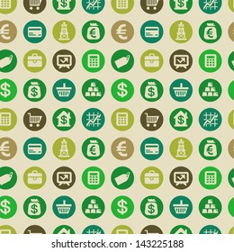 Vector seamless pattern with finance icons and signs - money background