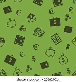 Vector Seamless Pattern of Finance. Finance, Money, Wealth, Business, Currency.