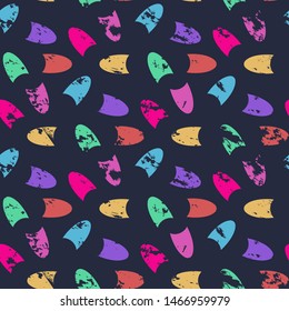 Vector seamless pattern with  fingernail   isolated on a dark blue grunge  background  in flat style