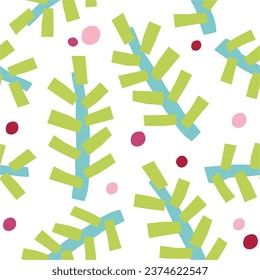 Vector seamless pattern with fir branches. Bright Christmas pattern.