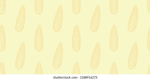 Vector seamless pattern with fir spruce cone in doodle style. Nature forest background and texture, isolated