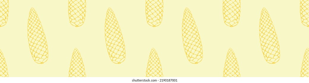 Vector seamless pattern with fir spruce cone in doodle style. Nature forest background and texture, isolated