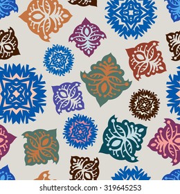 Vector seamless pattern with fir-cones and snowflakes for New Year & Christmas time.