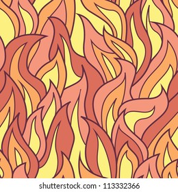 Vector Seamless Pattern With Fire. The Stylized Cartoon Flames.