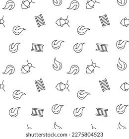 Vector seamless pattern of firefighter, ladder, fire, emergency exit on white background. It can be used for printing on various surfaces 