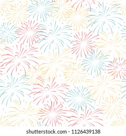 Vector seamless pattern of fireworks. Seamless pattern.