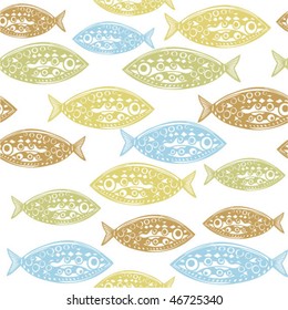 Vector seamless pattern of fish. Abstract texture, elements for your design.