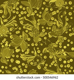 Vector seamless pattern of fish. Abstract texture, elements for your design.