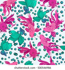 Vector seamless pattern of fish. Abstract texture, elements for your design.