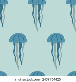 Vector seamless pattern with fish, corals, and seaweed. Background, wallpaper, textile or paper print