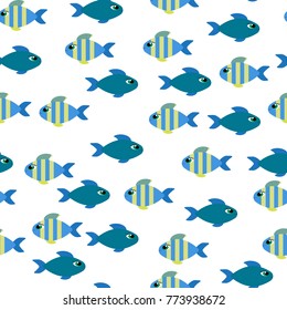 Vector Seamless Pattern. Fish. Eps10.