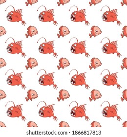 vector seamless pattern with fish on a white background