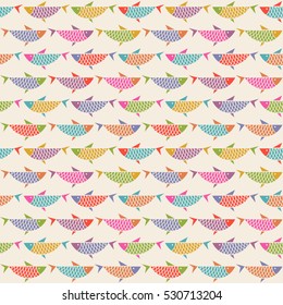 Vector seamless pattern with fish. Original decorative color illustration for print, web