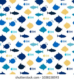 vector seamless pattern with fishes
